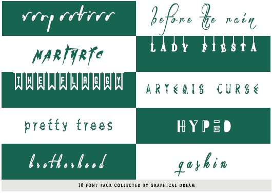 10 Font Pack Collected By Graphical Dream Kopia by Calliste1999