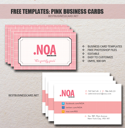 Business Card Pink Templates