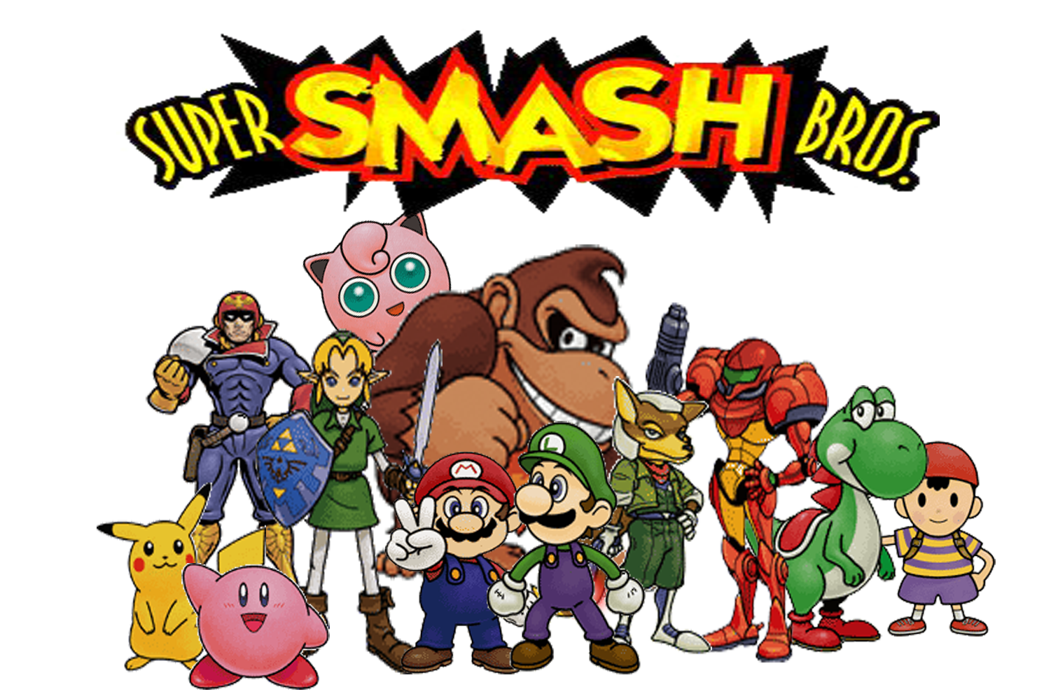 All Nintendo 64 Super Smash Brothers Playable Characters And Logo Super Smash Bros Smash Bros Super Smash Bros 64