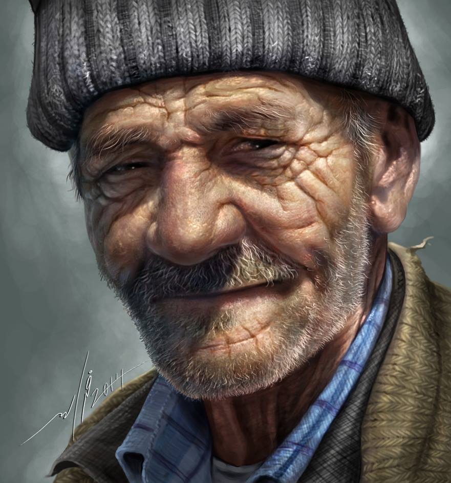 An old man - drawing + digital paint by JUDYAR on DeviantArt